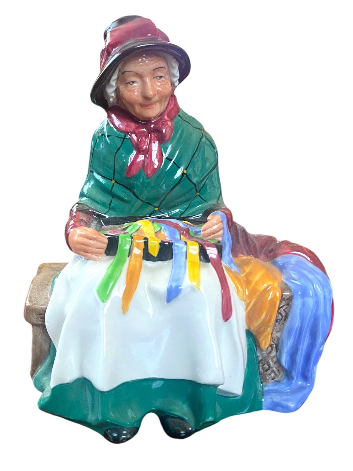 Retired Royal Doulton Silks and Ribbons Figurine Old Woman England 6”