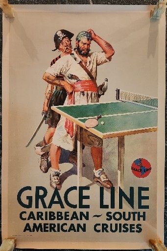 Caribbean Grace Line South American Cruises ORIGINAL 1938 Lithography 