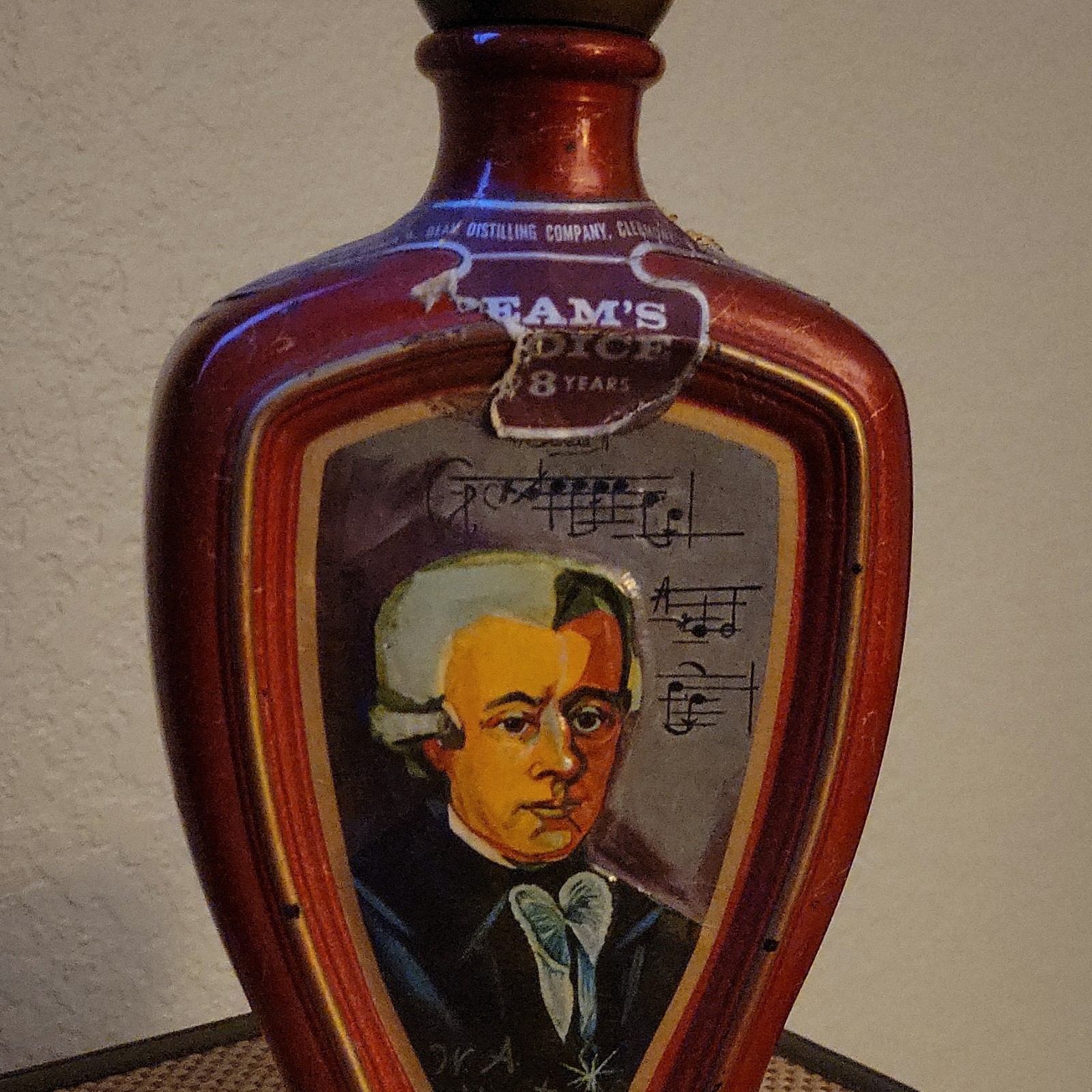 Vintage Jim Beam Beam\'s Choice Mozart Bottle, Decanter, Red