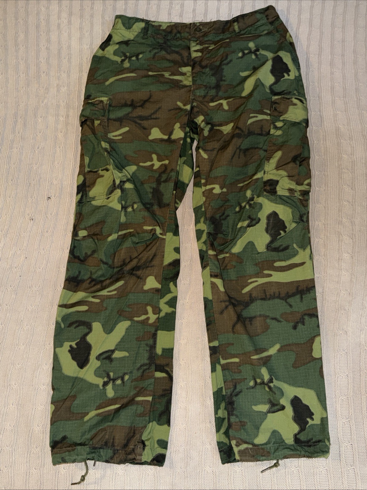 Vtg 1968 Vietnam Wind Resistant Poplin Class 2 Tropical Camo Cargo Pants L/R