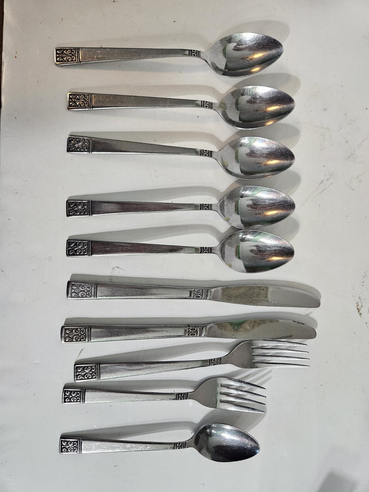Vintage 10 Piece Mixed MCM Custom Design Stainless Steel Flatware Japan Used Vintage 10 Piece Mixed MCM Custom Design Stainless Steel Flatware Japan Used