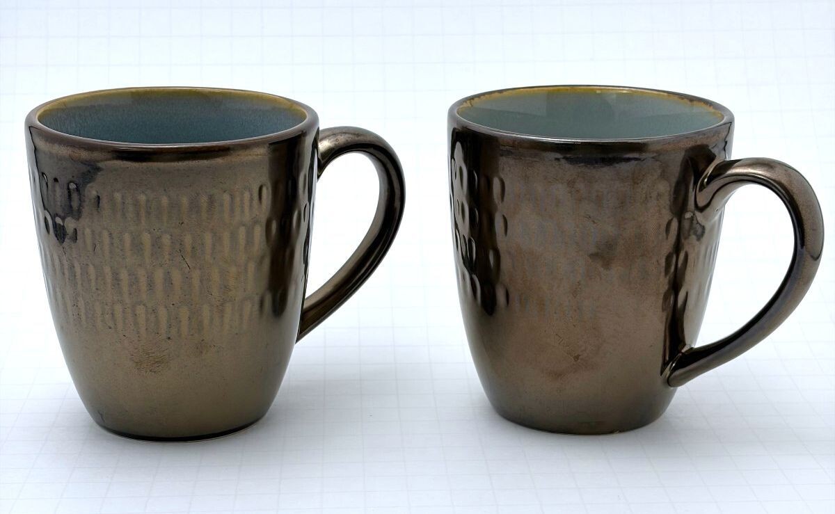 Food Network Stoneware Coffee Mugs Set of 2 - Metallic Bronze Finish Food Network Stoneware Coffee Mugs Set of 2 - Metallic Bronze Finish