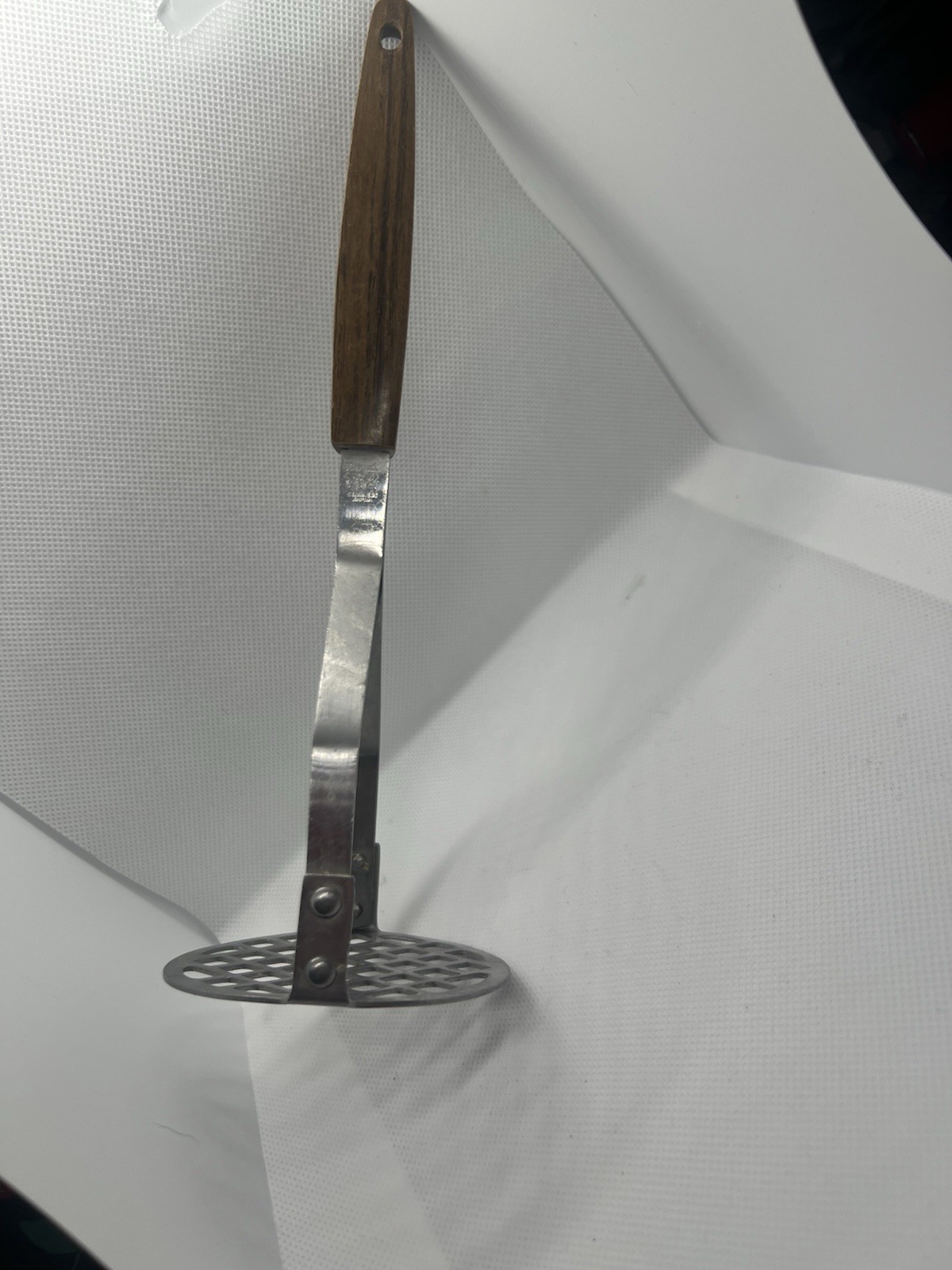 Vintage Regent Stainless Japan Potato Masher - MCM Faux Wood Handle - Solid