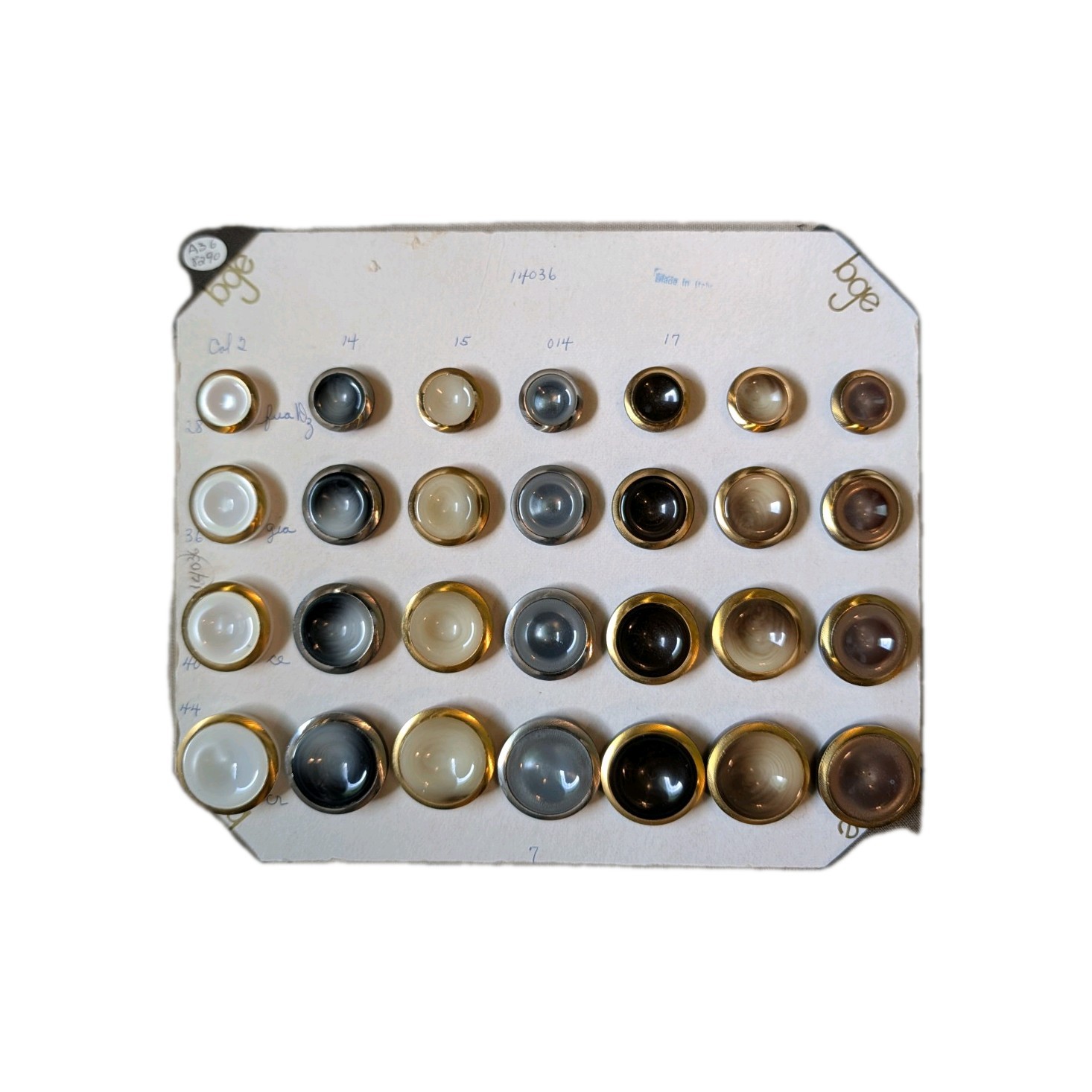 Vintage BGE 14036 Salesman Sample Buttons Made in Italy original display card 