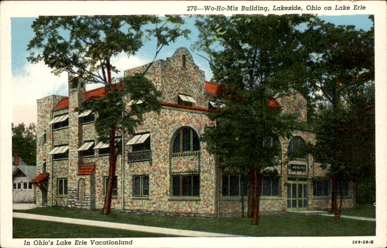 Lakeside OH Wo-Ho-Mis Building Lake Erie E. B. Ackley c1910s Vintage Postcard
