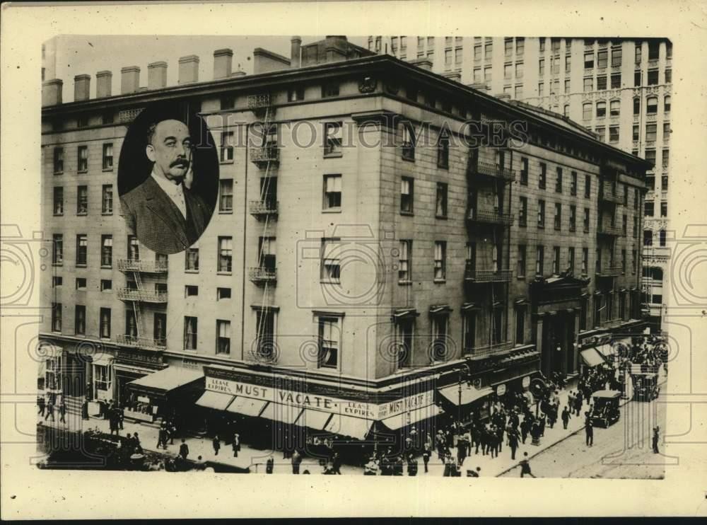 1913 Press Photo Exterior of NYC\'s Aster House with cameo of C. Albert Kaufmann 1913 Press Photo Exterior of NYC\'s Aster House with cameo of C. Albert Kaufmann