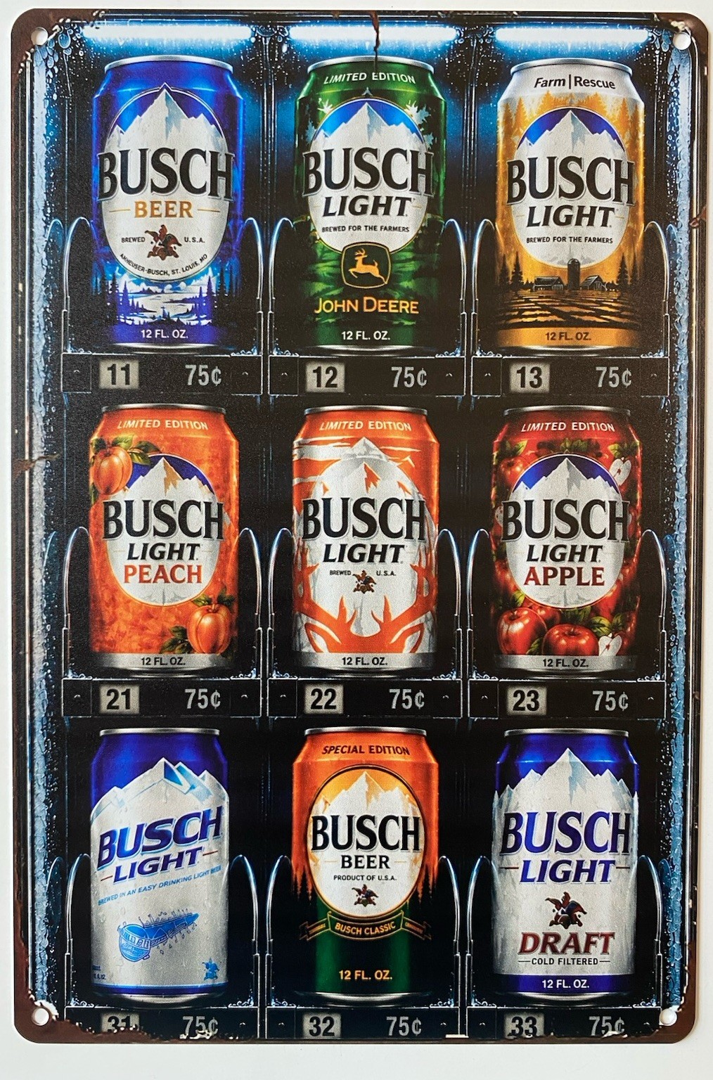 Busch Light Beer Sign - Evolution Of Cans - History Of Cans - Retro - Vintage Busch Light Beer Sign - Evolution Of Cans - History Of Cans - Retro - Vintage