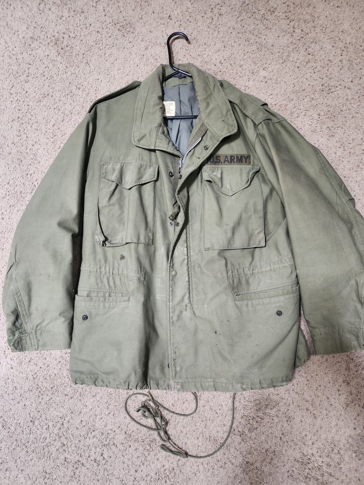 1969 Vietnam US Army Military M-65 Man’s Field Coat W Hood OG-107 Medium Regular