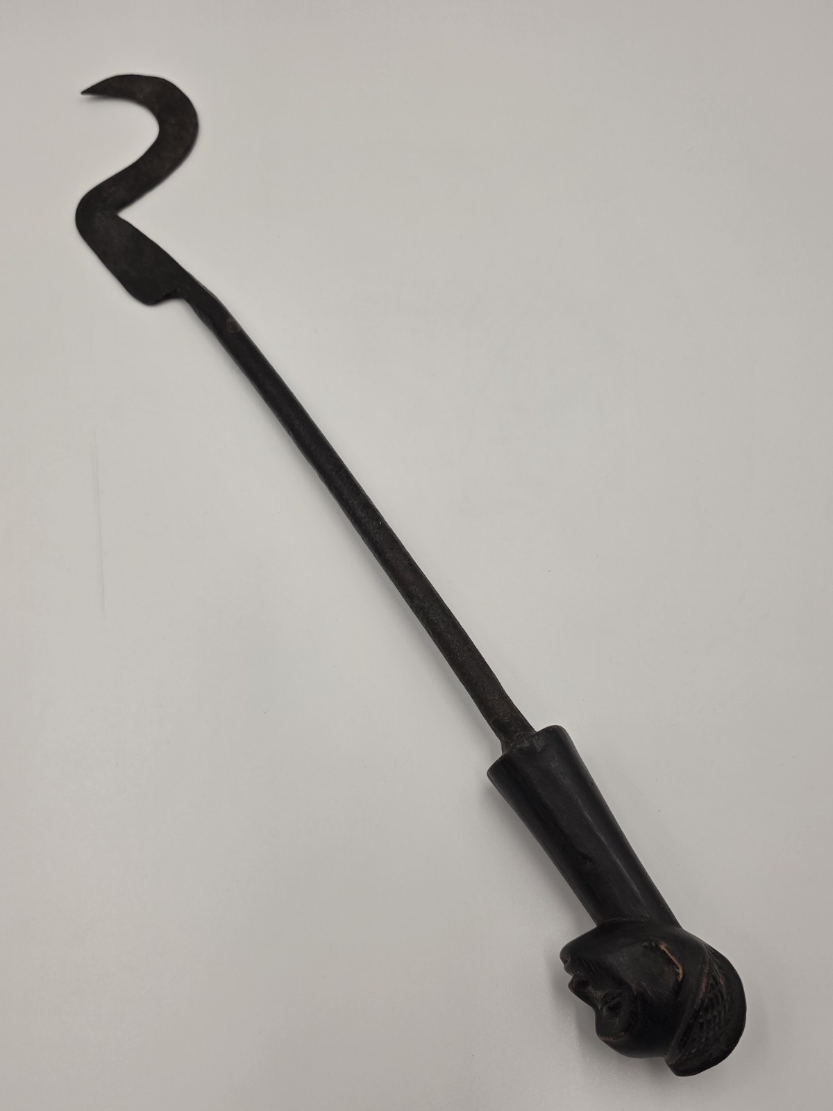 Rare OOAK Antique African Carved Wood Head & Iron Ceremonial Ritual Staff 20 Rare OOAK Antique African Carved Wood Head & Iron Ceremonial Ritual Staff 20
