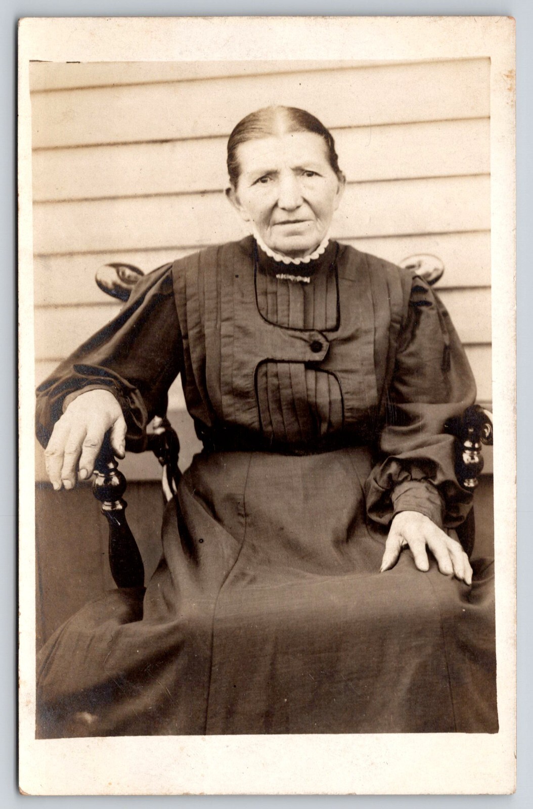 Matriarch Woman Grandmother Black Dress Seated Portrait Postcard RPPC 1905-1918