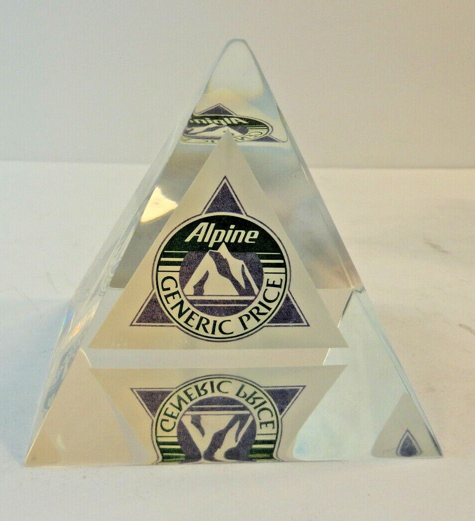 Vintage Resin Lucite Prism Pyramid Alpine Generic Price Paperweight