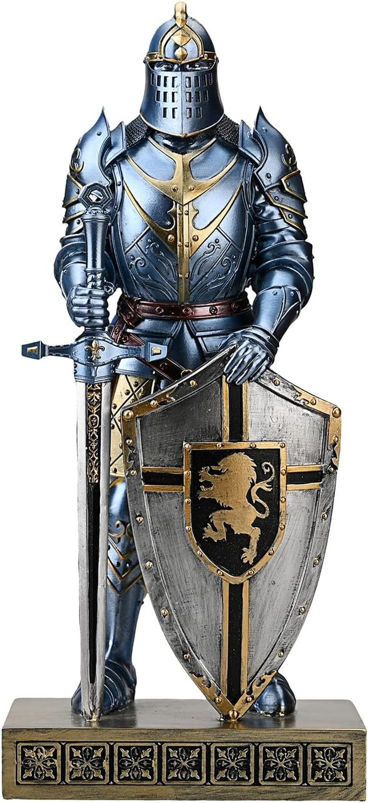 King'S Guard Desktop Accessories Statue Knight Ornament with Shield Blue