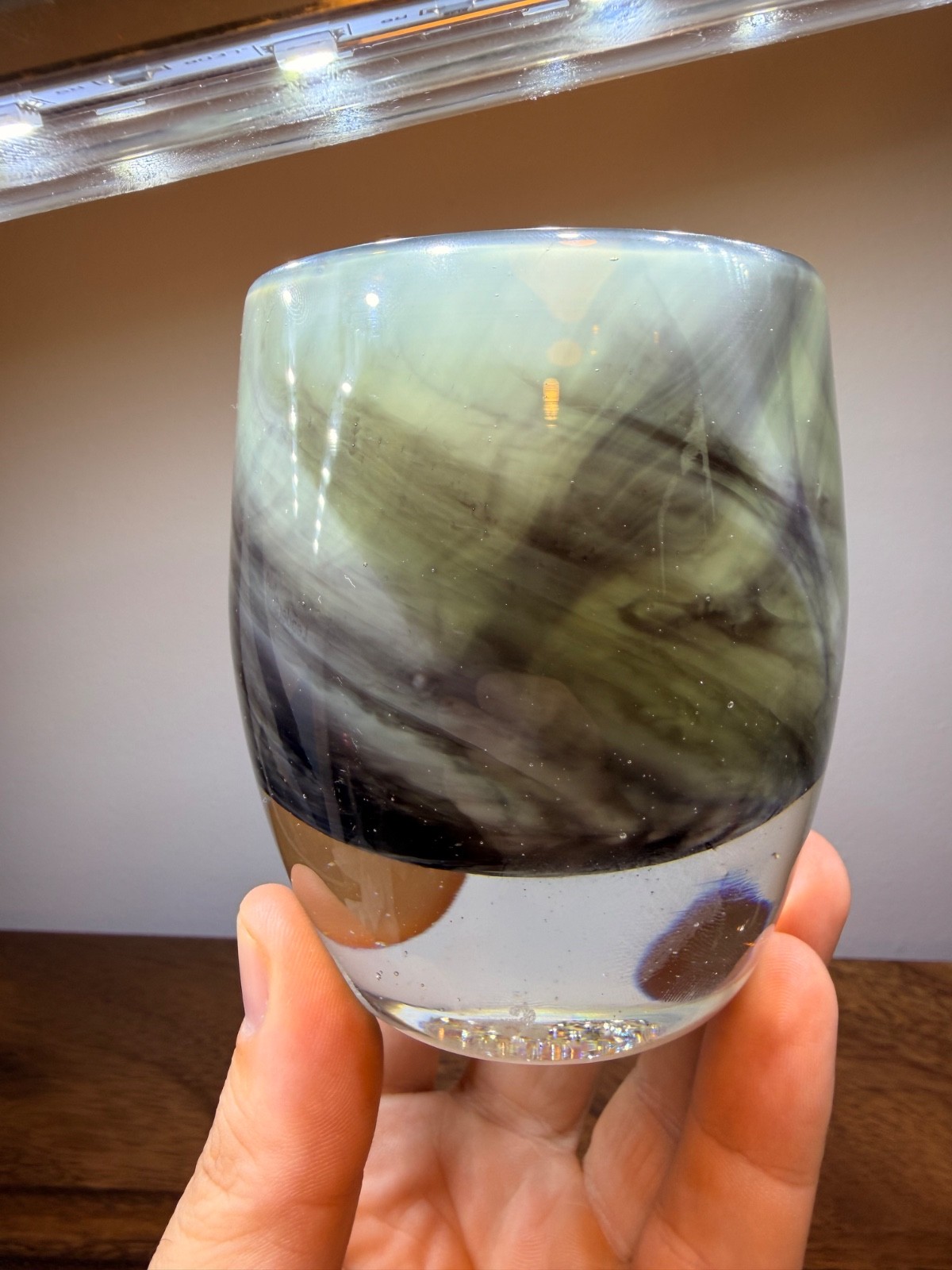 Glassybaby HANDBLOWN Votive Holder, ART, SEATTLE, PURPLE, GREY BLACK, CANDLE Glassybaby HANDBLOWN Votive Holder, ART, SEATTLE, PURPLE, GREY BLACK, CANDLE