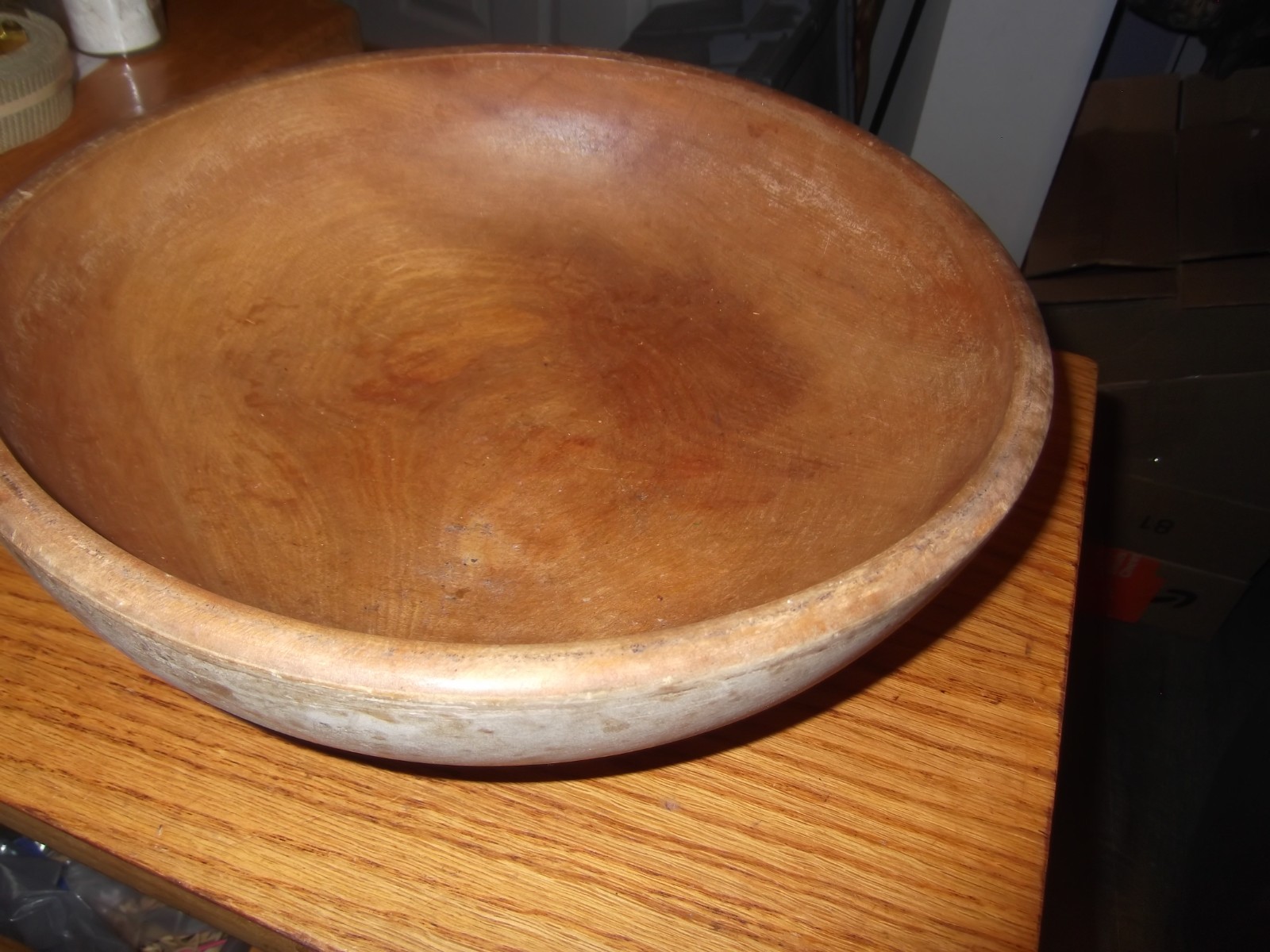 (JP-13) Antique wooden mixing or dough bowl 11 by 4 inches 