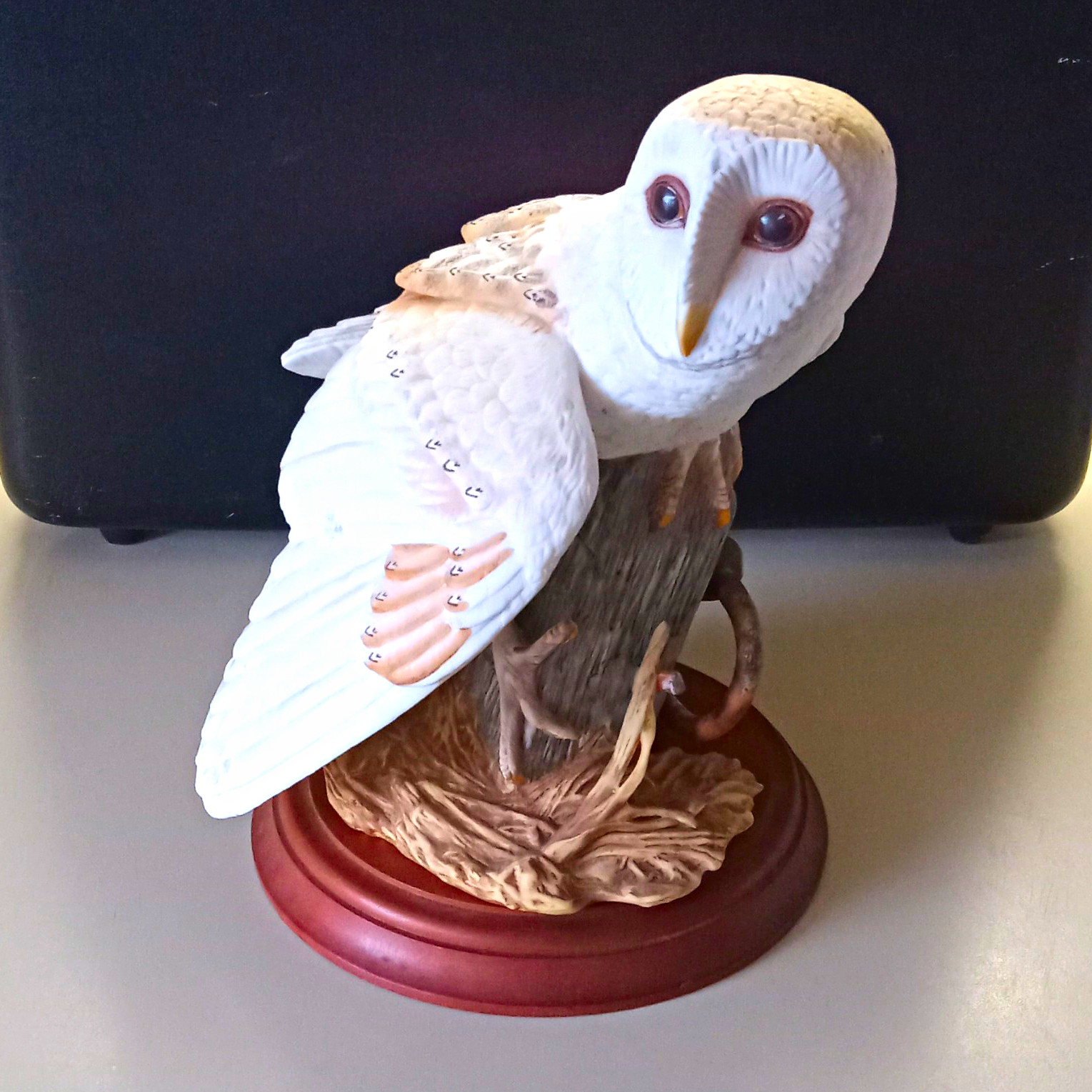 The Franklin Mint The Barn Owl Bird Porcelain Figurine - Collectible Sculpture