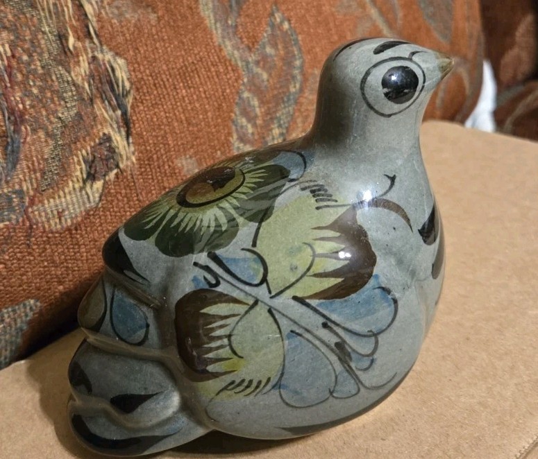 Vtg Ceramic Mexican Tonola Pottery Bird Statue