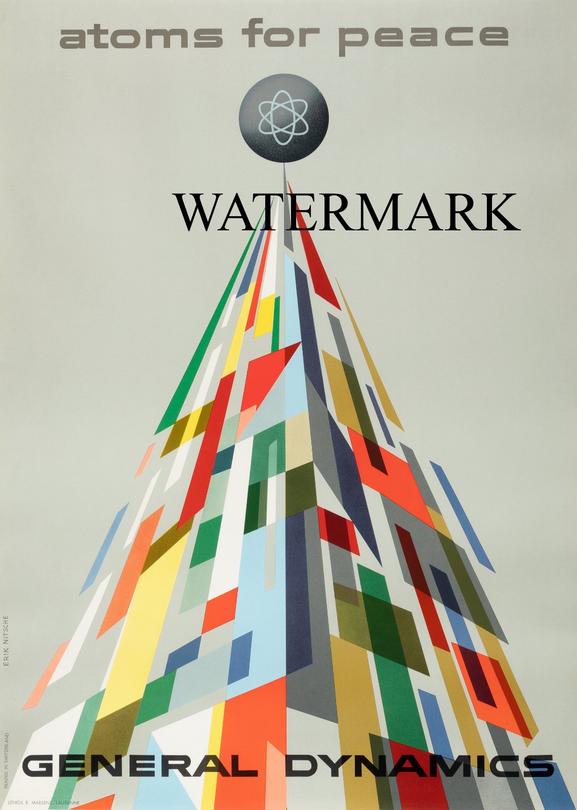 Erik Nitsche 1954 General Dynamics Poster Atoms for Peace Conference 24x32 REPRO