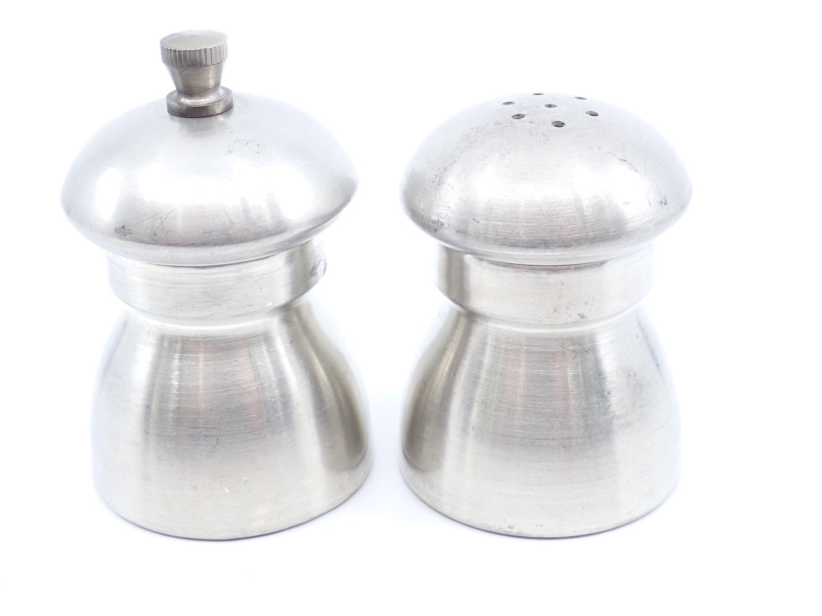 Vintage Kent Silversmiths Italy Pewter Salt Shaker & Pepper Mill Grinder Set MCM