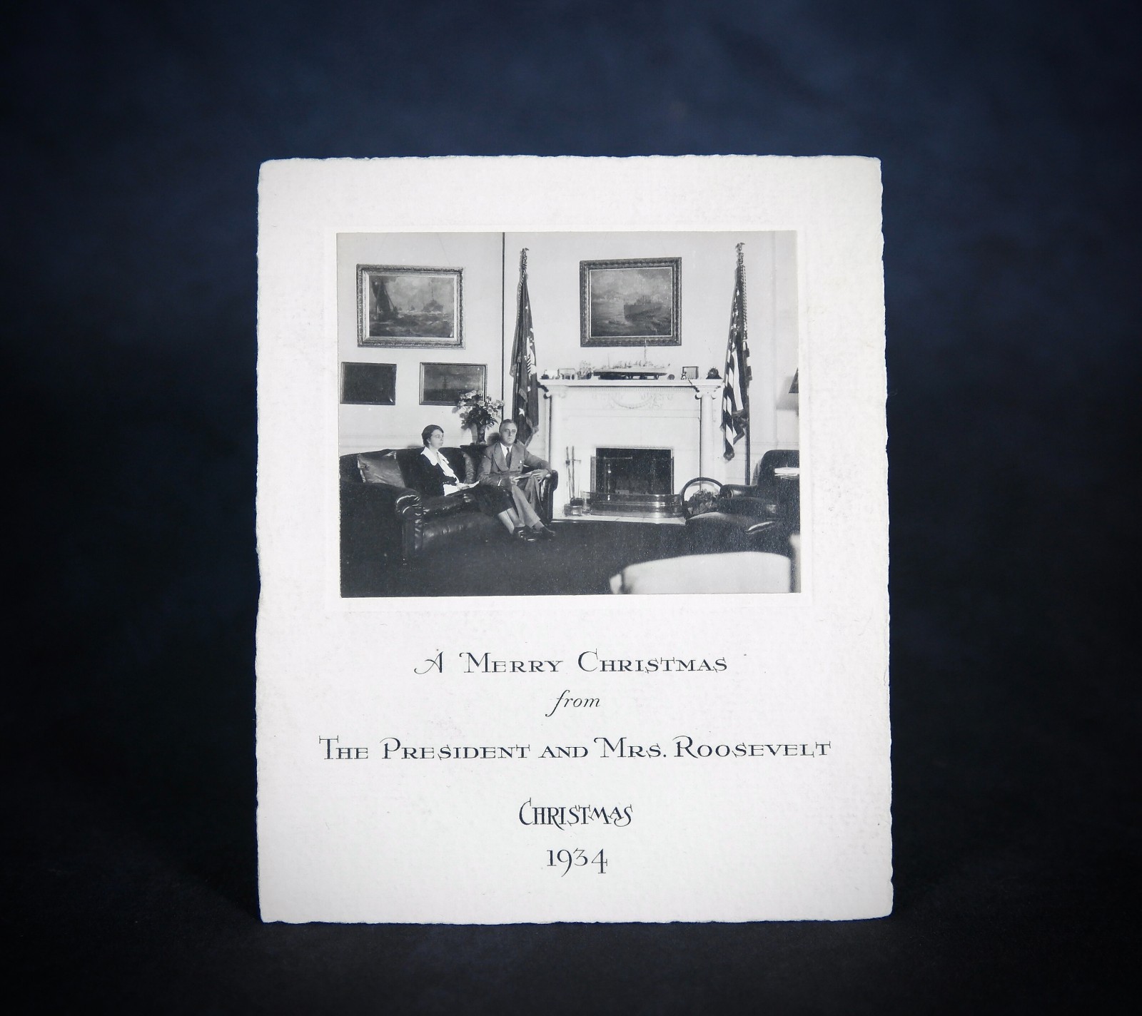 1934 Roosevelt FDR White House Christmas card - RARE