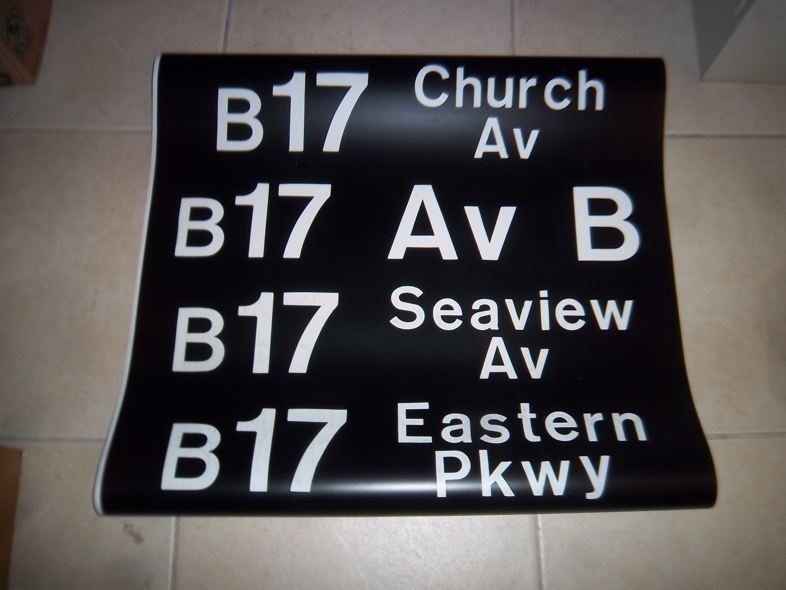 NY NYC BUS ROLL SIGN BROOKLYN AVE \