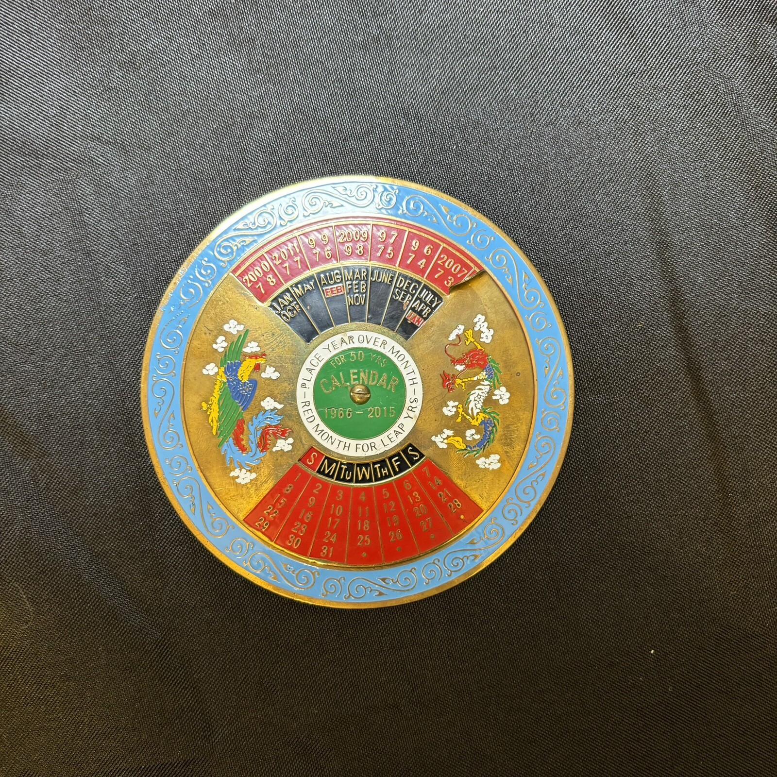 Vintage Brass Perpetual Calendar Years 1966-2015
