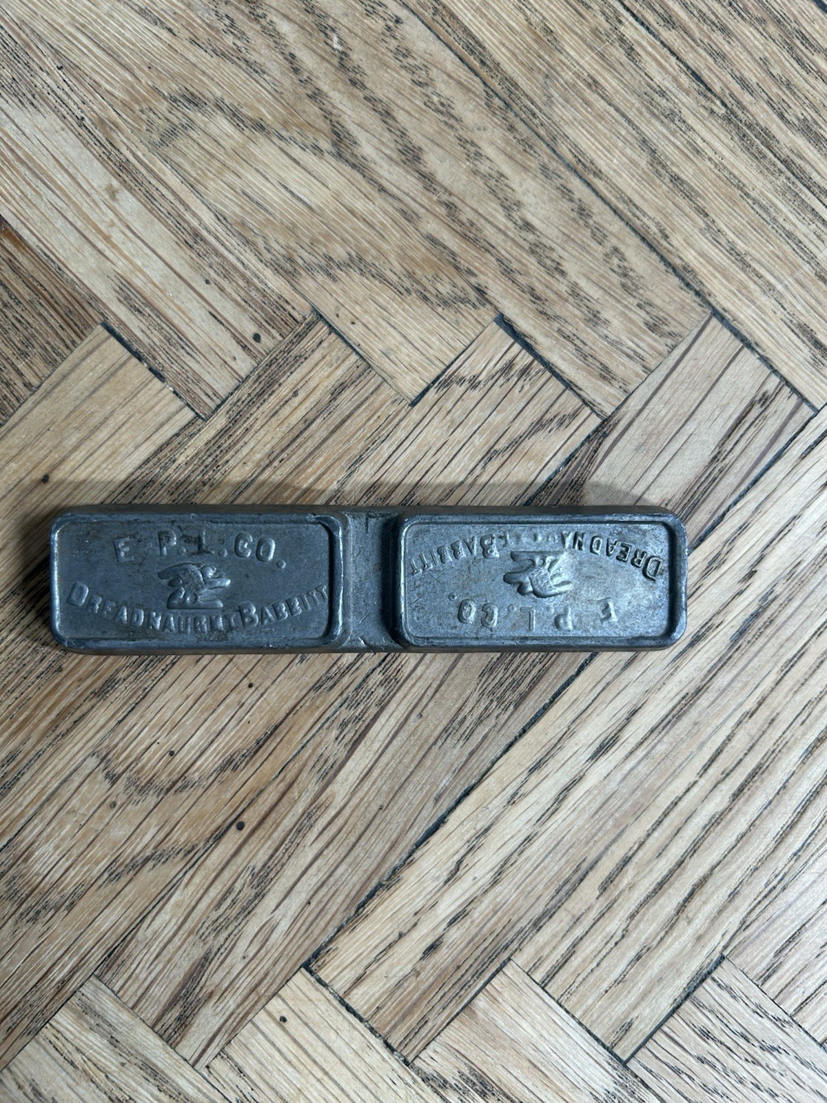 Vintage  E.P.L. Co. Dreadnaught Babbitt Cast Metal Ingot 4 3/4 Inches Rare