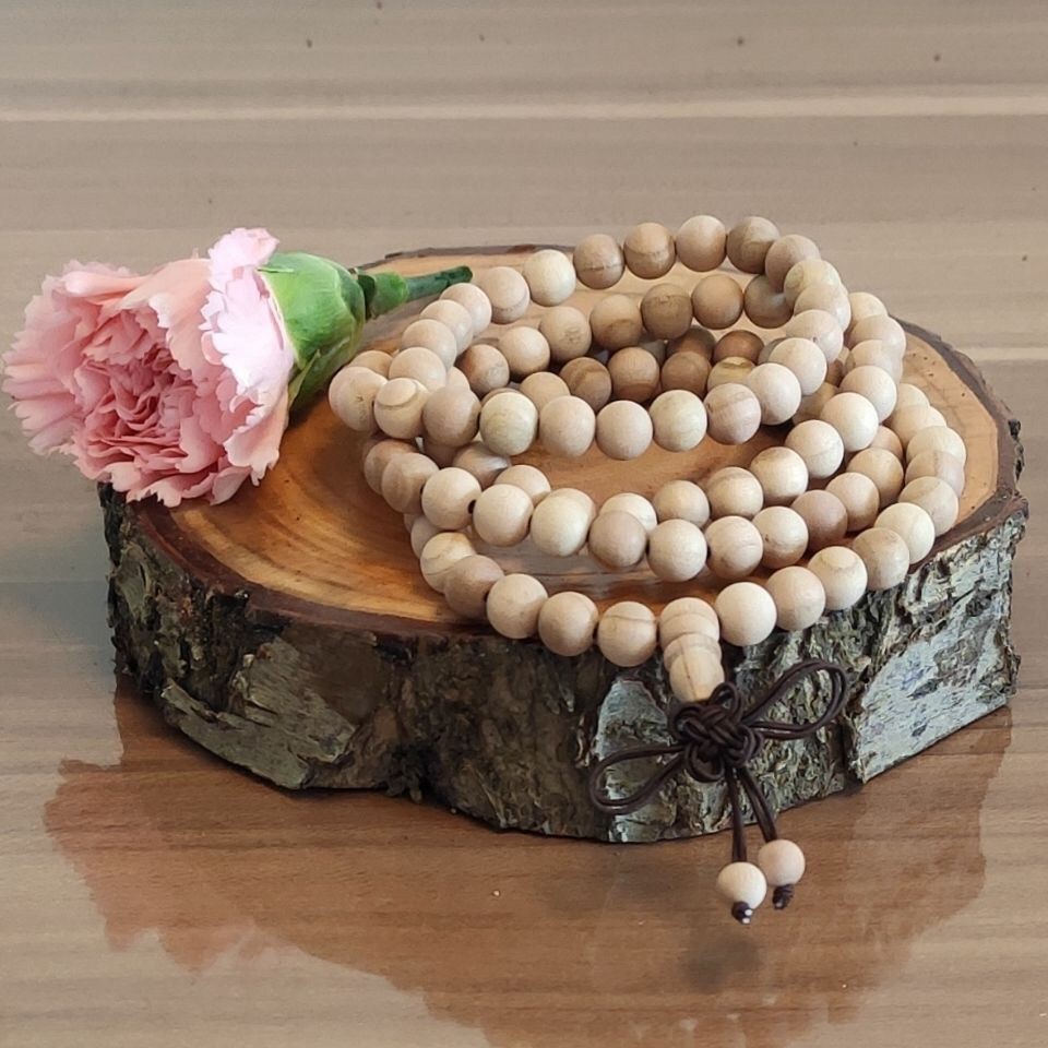 0.8mm Peach Wood Bead Necklace with 108 Beads Amulet Bracelet for Protection