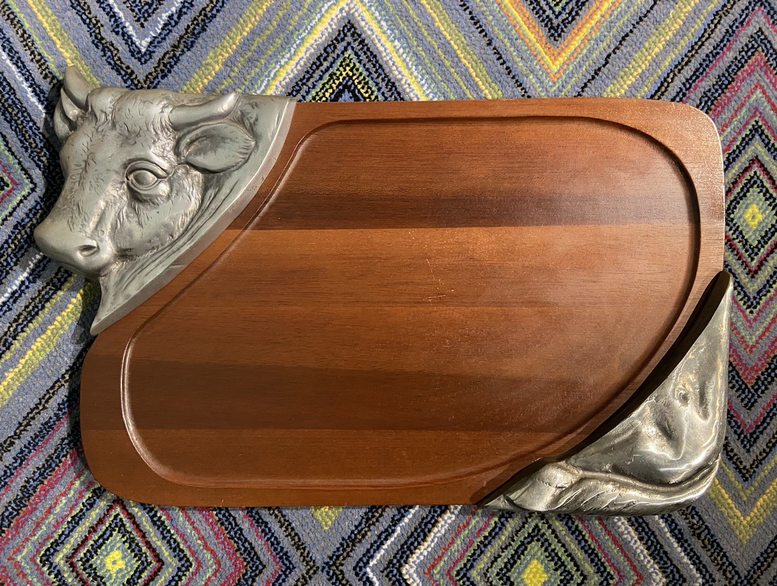 Vintage Norleans Cow Head Cutting Board Meat Carving Beef Cattle Made in Japan Vintage Norleans Cow Head Cutting Board Meat Carving Beef Cattle Made in Japan