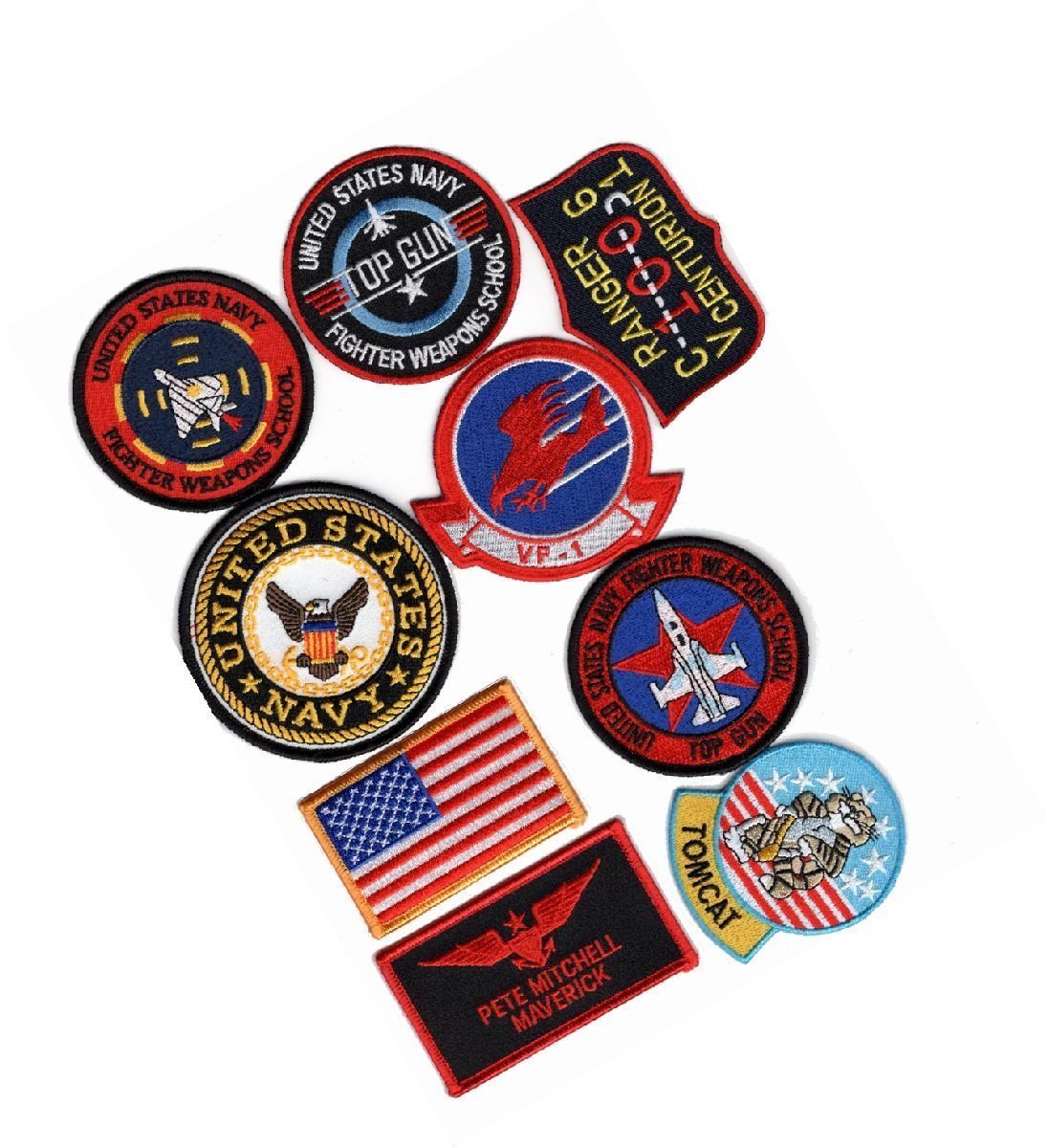 Pete Mitchell 9pc Iron On Sew on Patch set 