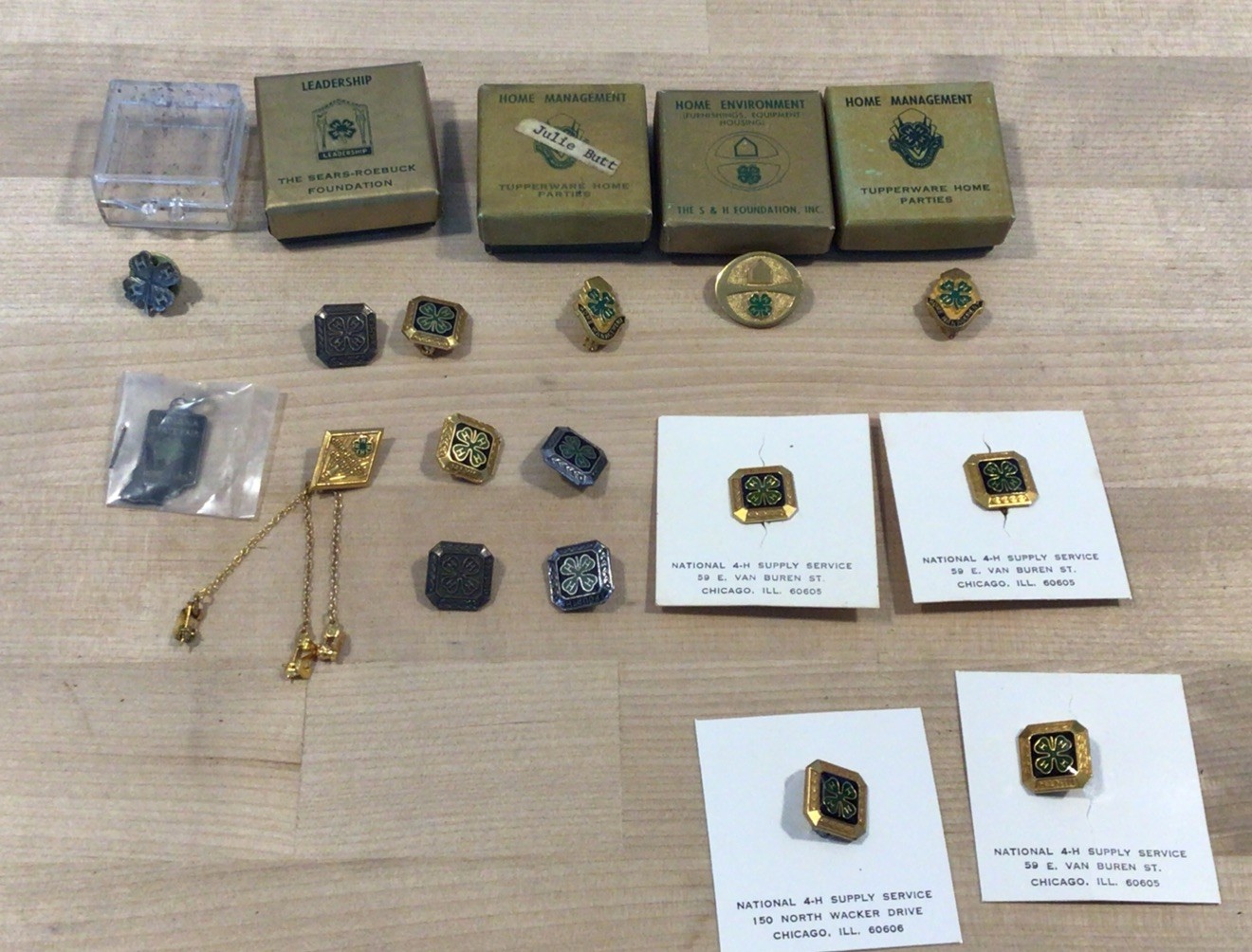 Vintage 4-H Club Pins Lot Of 16 Some 10k Gold Filled Home Management 60-70s