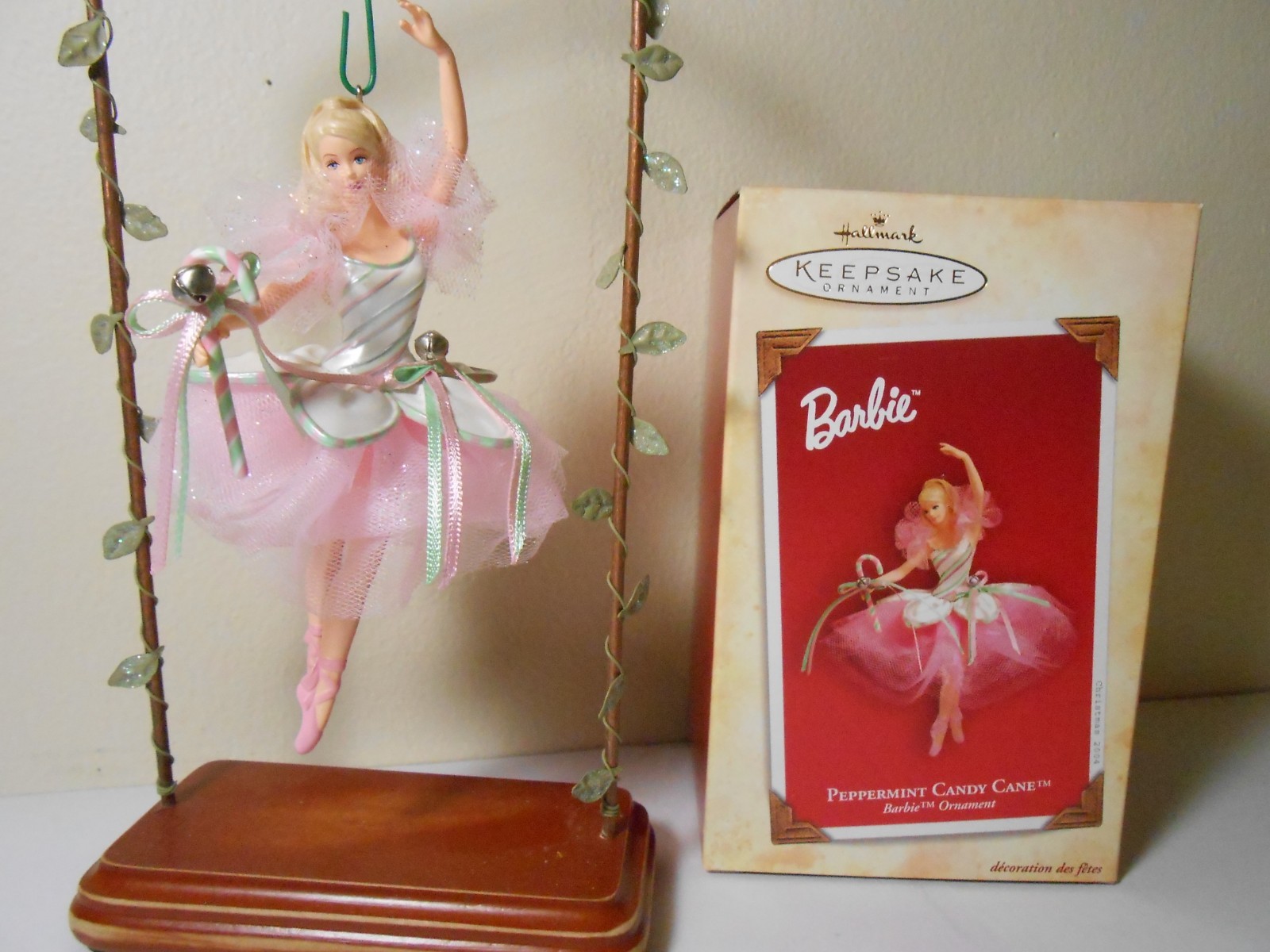2004 Hallmark Ornament Barbie Peppermint Candy Cane Ballerina Excellent