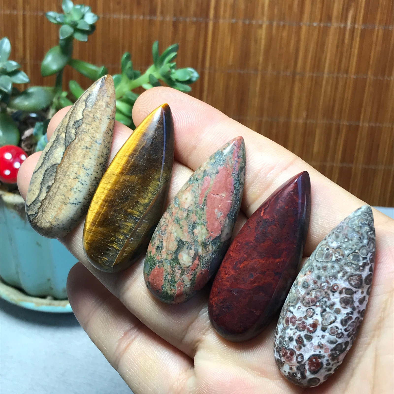 Natural Mixed Teardrop Crystal Stone Cabochon Pendant DIY Jewelry Making Decor