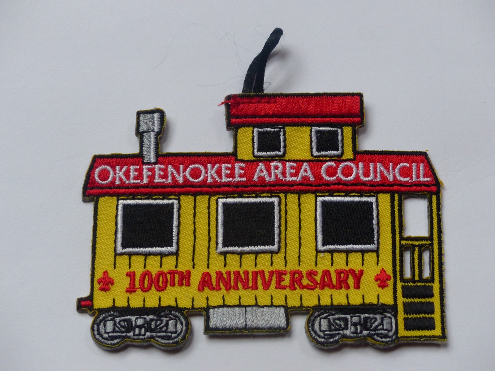 Unused 2010 Okefenokee Area Council 100th Ann Boy Scout BSA Caboose Shaped Patch Unused 2010 Okefenokee Area Council 100th Ann Boy Scout BSA Caboose Shaped Patch