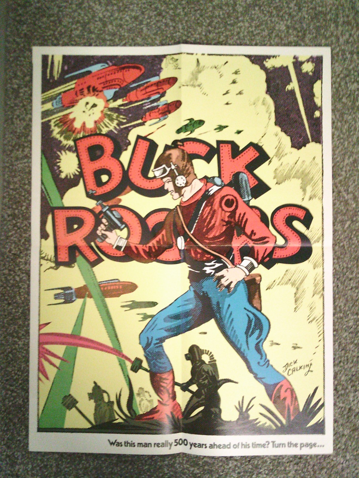 Vintage 1970s Buck Rogers Warren Promotional Poster Dick Calkins Fold Out Rare Vintage 1970s Buck Rogers Warren Promotional Poster Dick Calkins Fold Out Rare