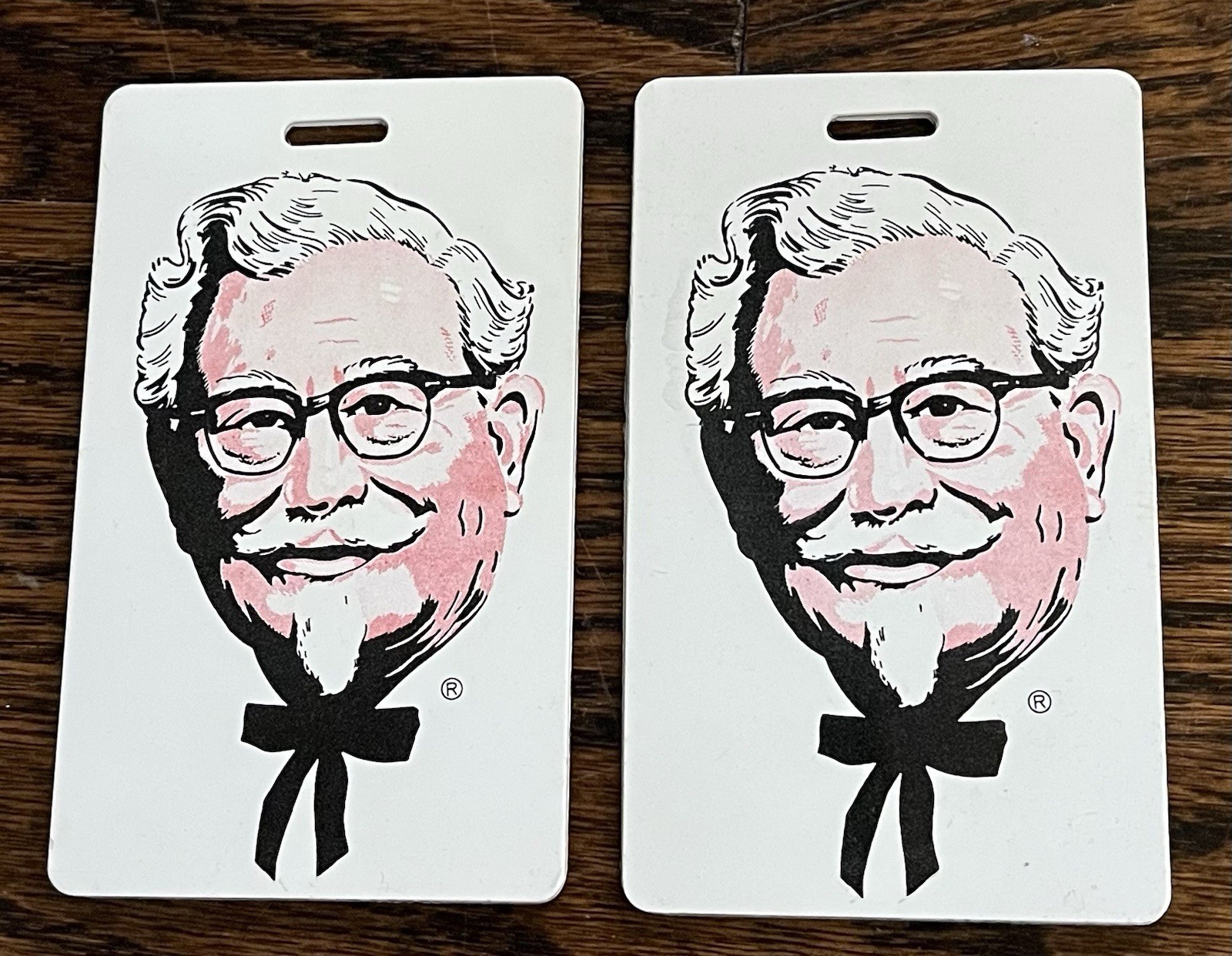 2 Vintage 60's Kentucky Fried Chicken Colonel Sanders ID Card Tags Employee 2 Vintage 60's Kentucky Fried Chicken Colonel Sanders ID Card Tags Employee