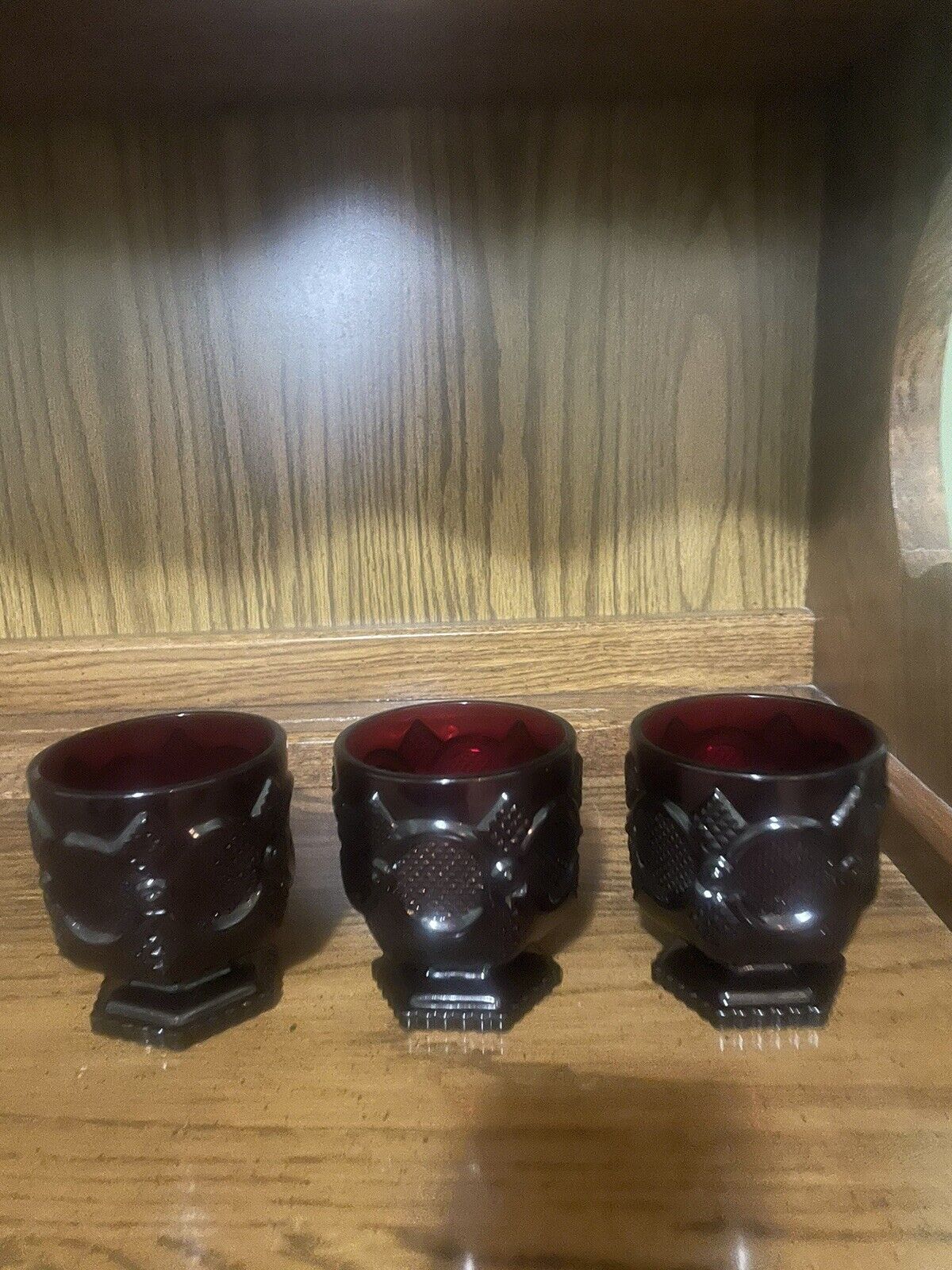Avon Cape Cod Collection Ruby Red 3 Glass Cups