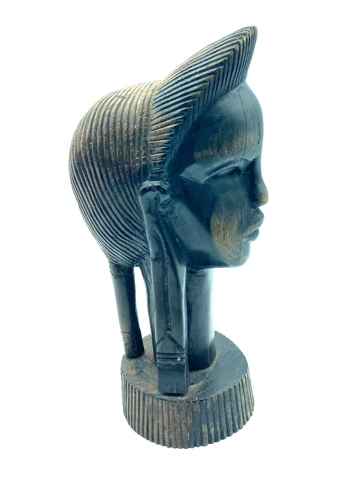 Vintage African Woman Sculpture Ebony Wood Hand Carved 8 1/2\