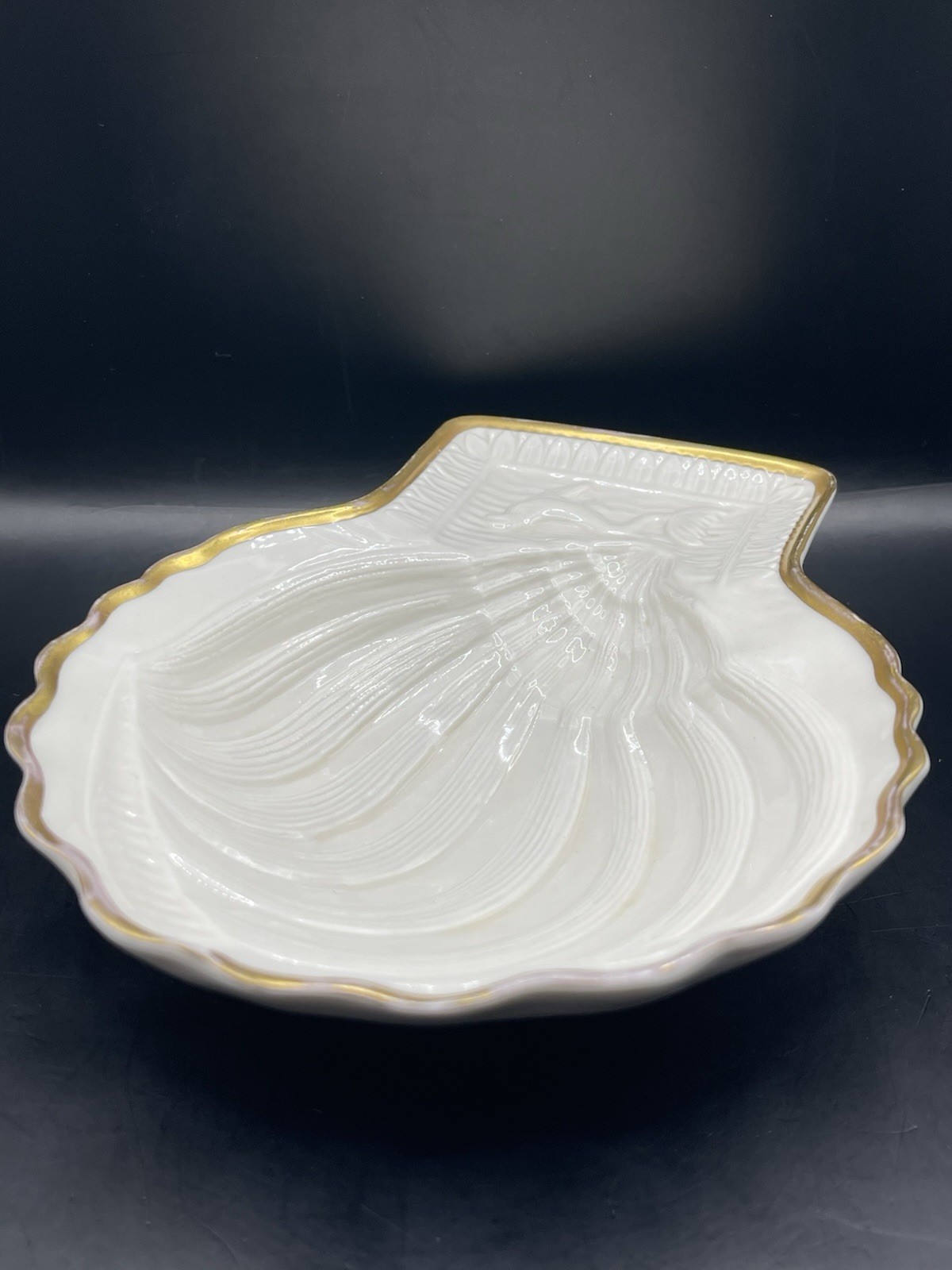 Rare VTG BASSANO ITALY Porcelain SHELL DOLPHIN Dish Trinket Vanity Bathroom #83
