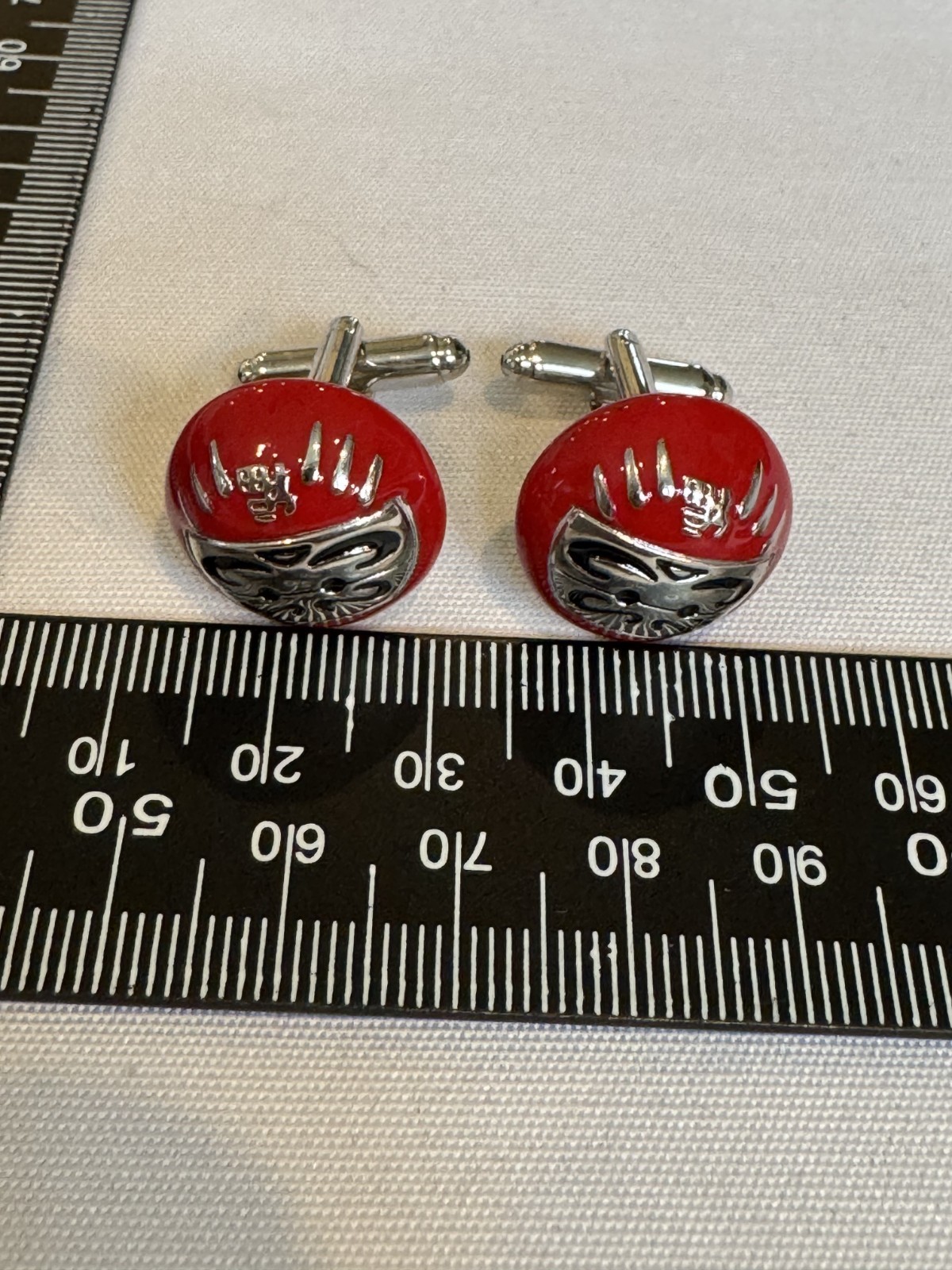 Japanese Red Daruma Doll Lucky Fuku Kanji Good Fortune Men\'s Cufflinks Japanese Red Daruma Doll Lucky Fuku Kanji Good Fortune Men\'s Cufflinks