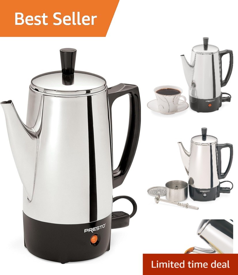 Versatile 6-Cup Stainless Steel Coffee Percolator - Easy-Clean for Daily Use