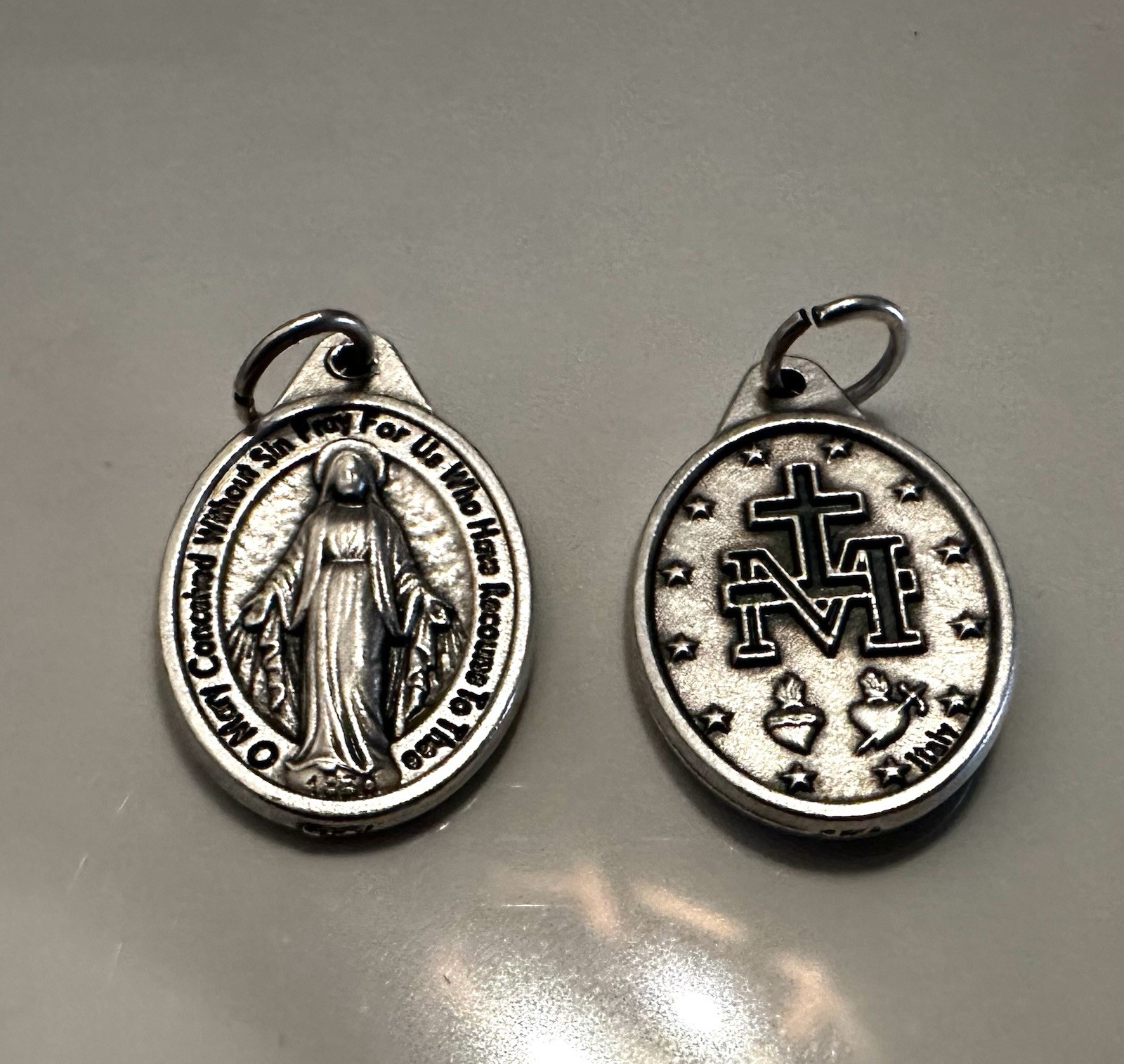 Holy Medal Miraculous Medal - Oxidized Die Cast Italian 1 inch Medal From Italy Holy Medal Miraculous Medal - Oxidized Die Cast Italian 1 inch Medal From Italy