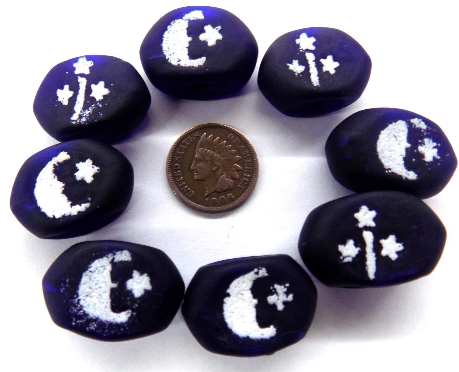 10 Pc RARE Cobalt Man on the Moon African Trade Bead's #57 Read More 10 Pc RARE Cobalt Man on the Moon African Trade Bead's #57 Read More