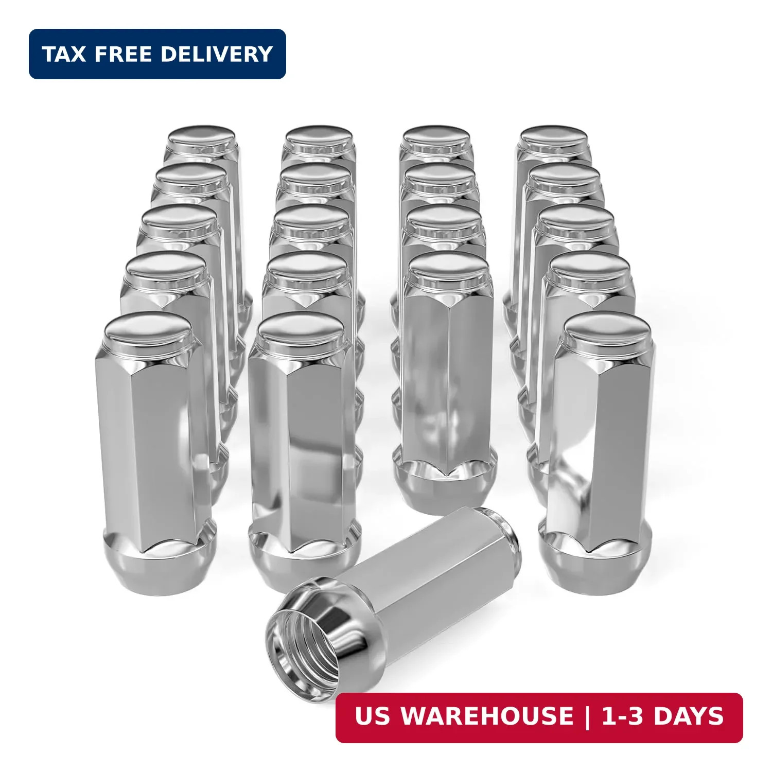 20PCS 1/2-20 Chrome Closed End Bulge Acorn Lug Nuts 1.89 inch 20PCS 1/2-20 Chrome Closed End Bulge Acorn Lug Nuts 1.89 inch