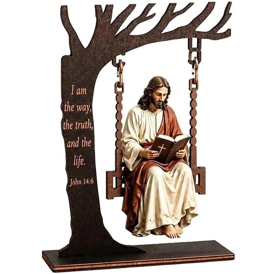 Christian Jesus Swing Ornament John 14:6 Bible Verse Faith Home Desk Decor Christian Jesus Swing Ornament John 14:6 Bible Verse Faith Home Desk Decor