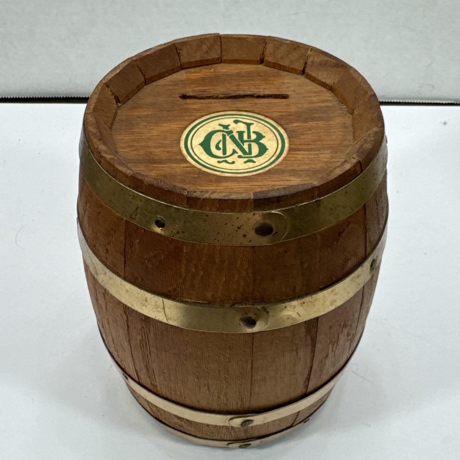 Vintage Citizens National Bank Wooden Barrel Coin Bank / Money Keg Large 6”x 5” Vintage Citizens National Bank Wooden Barrel Coin Bank / Money Keg Large 6”x 5”