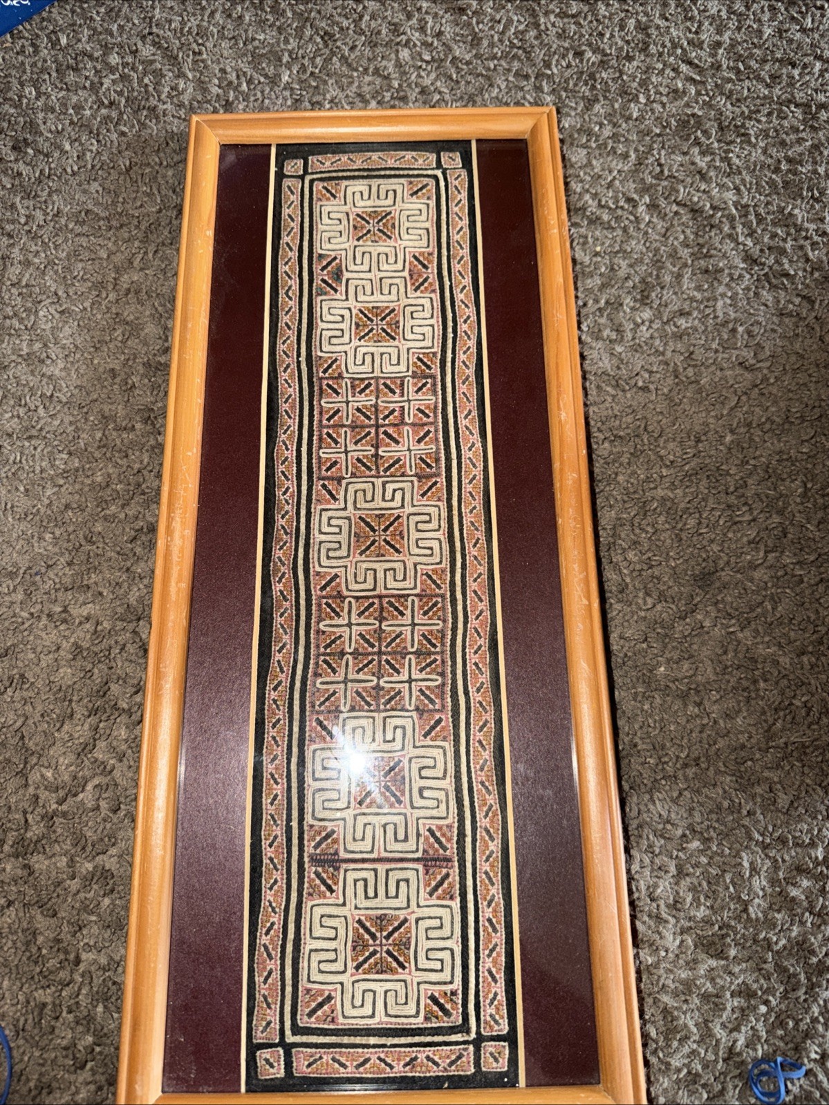 Framed Vintage Hmong Embroidered Silk Framed Cloth Textile