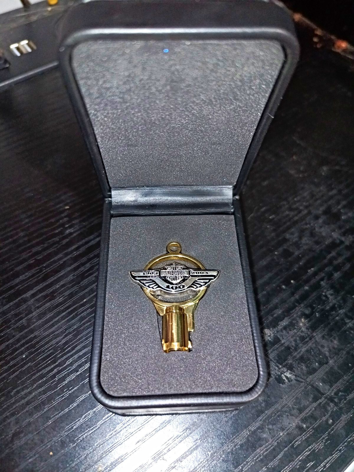 Harley-Davidson 100th Anniversary Gold Barrel Key Brass Sterling Silver Harley-Davidson 100th Anniversary Gold Barrel Key Brass Sterling Silver