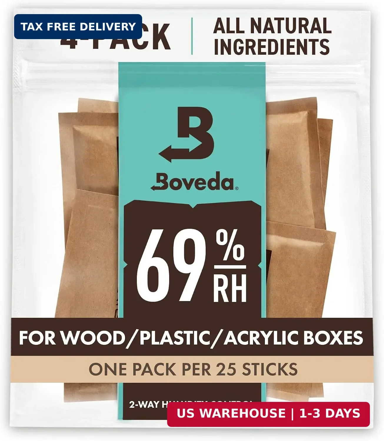 Boveda for Cigars/Tobacco | 69% RH Humidity Control Packs | Size Large for Use w