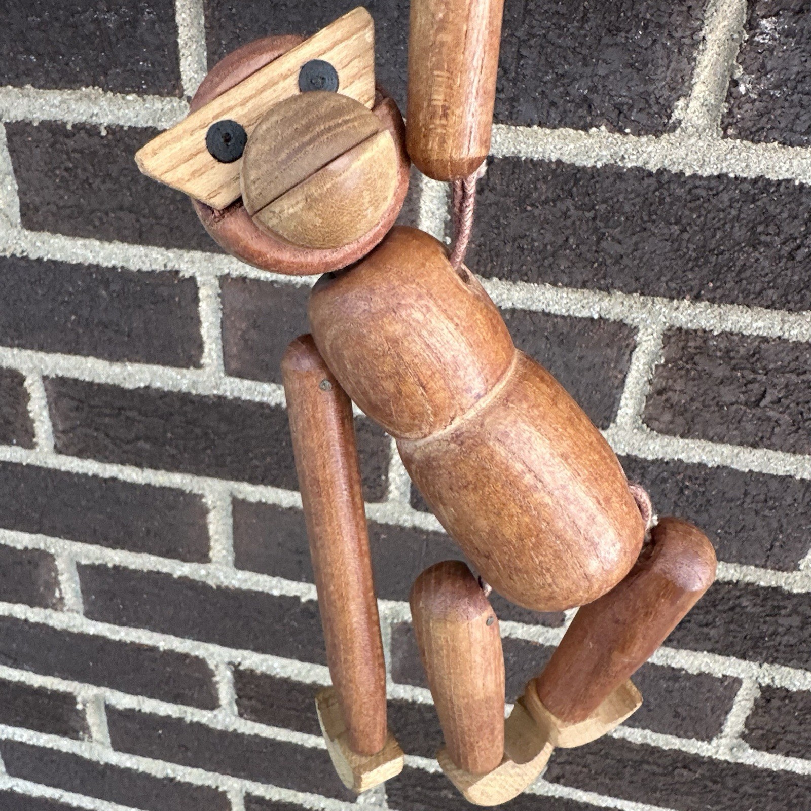 Vintage Made in Japan Kay Bojesen Style Teak Wood Jointed Monkey Figure Read