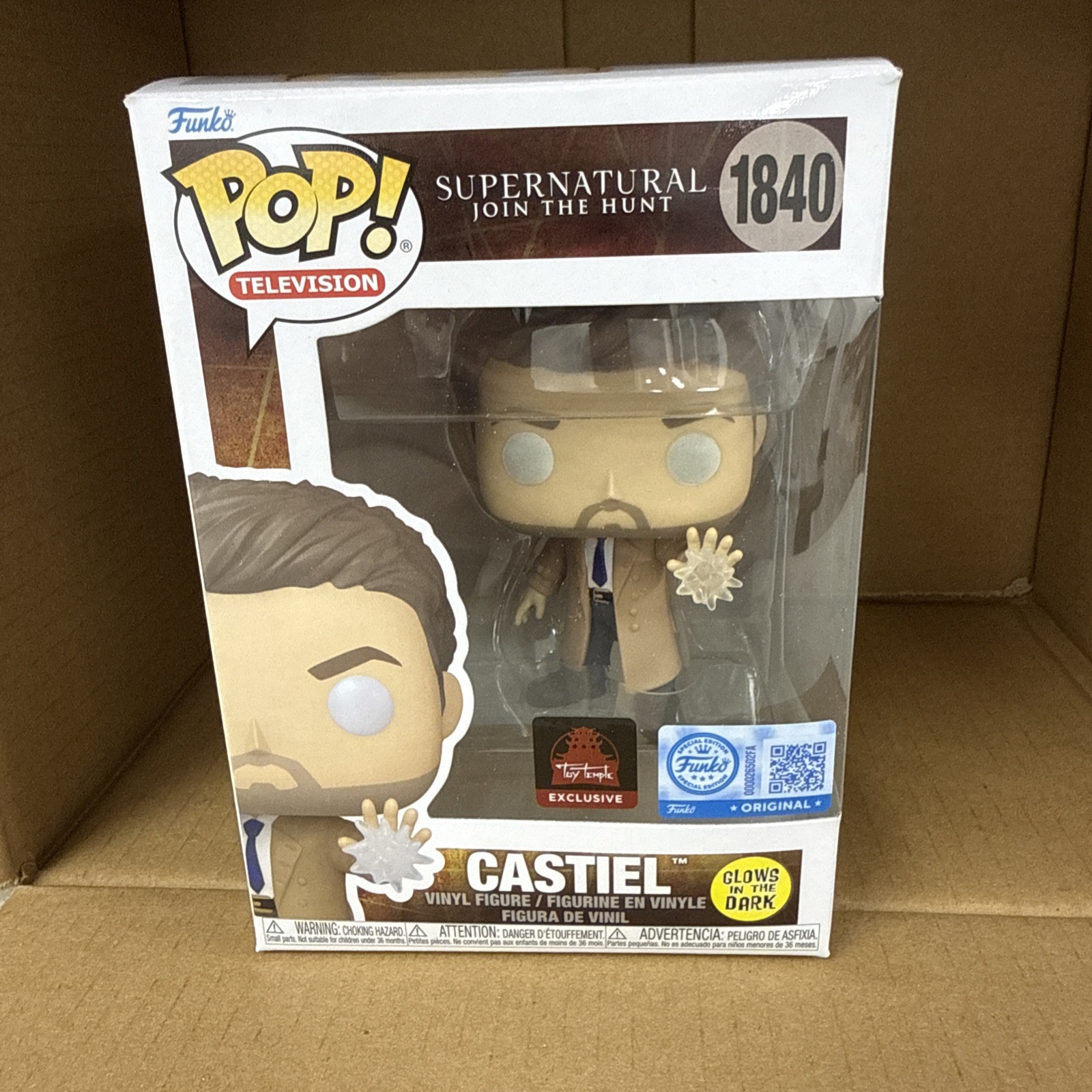 Funko Pop Supernatural Castiel #1840 Glow in the Dark Toy Temple Exclusive NEW